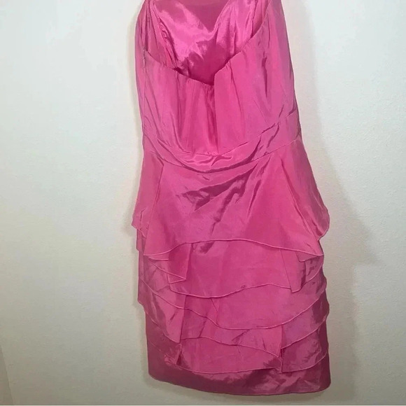 Antonio Melani Pink Silk Strapless Dress with Ruffled Bottom Sz 4 - Picture 10 of 12